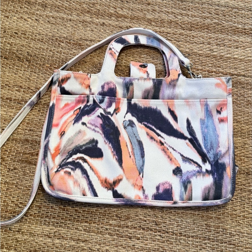 Vince Camuto Cream and Black Tote Bag with Sophisticated Design